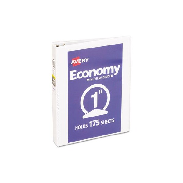 Avery Dennison Avery, ECONOMY VIEW BINDER WITH ROUND RINGS , 3 RINGS, 1in CAPACITY, 8.5 X 5.5, WHITE, 5806 05806 - main
